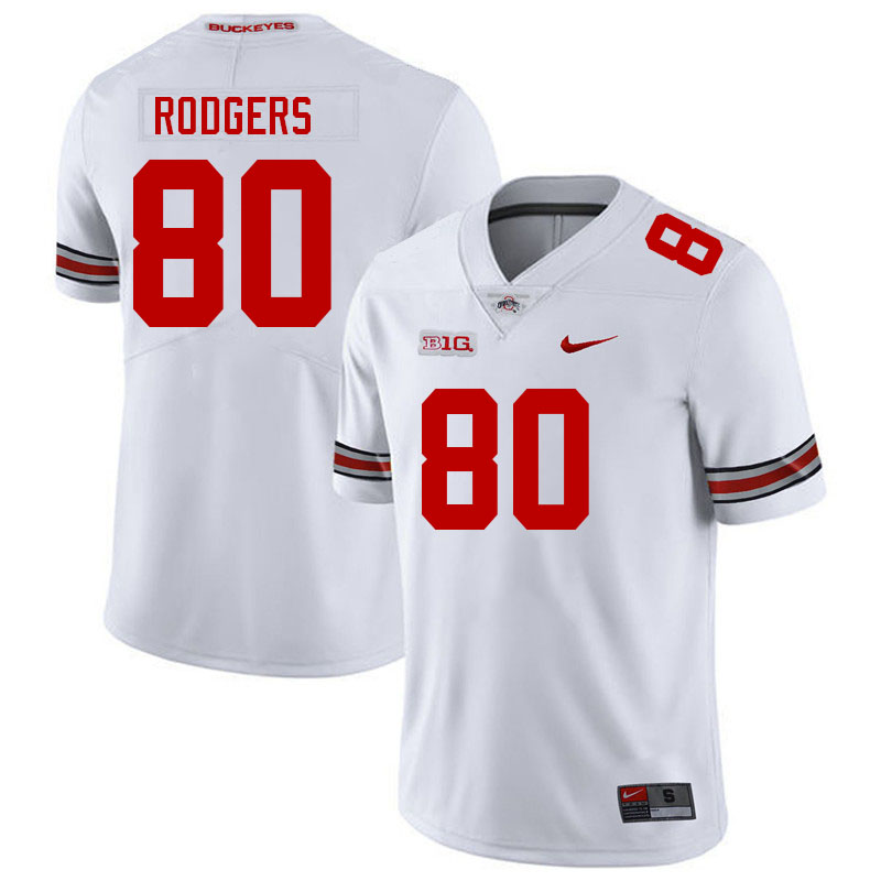 Ohio State Buckeyes Bryson Rodgers Men's #80 White Authentic Stitched College Football Jersey